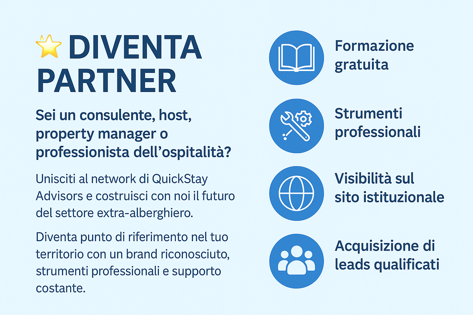 Diventa Partner QuickStay Advisors